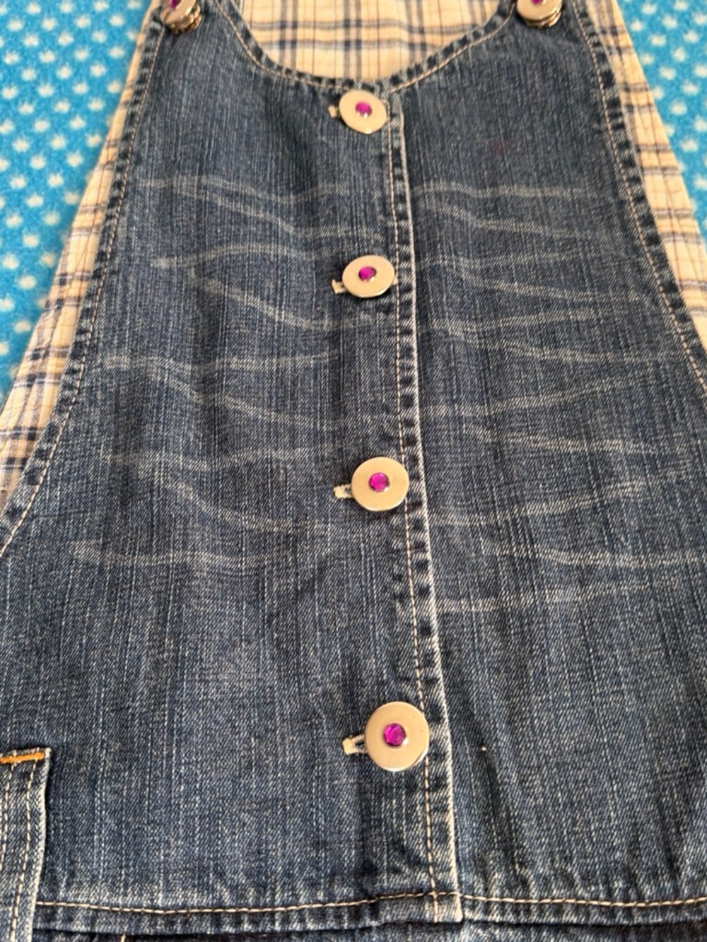 Denim Button-Front Women’s Jeans Overalls - Blue
